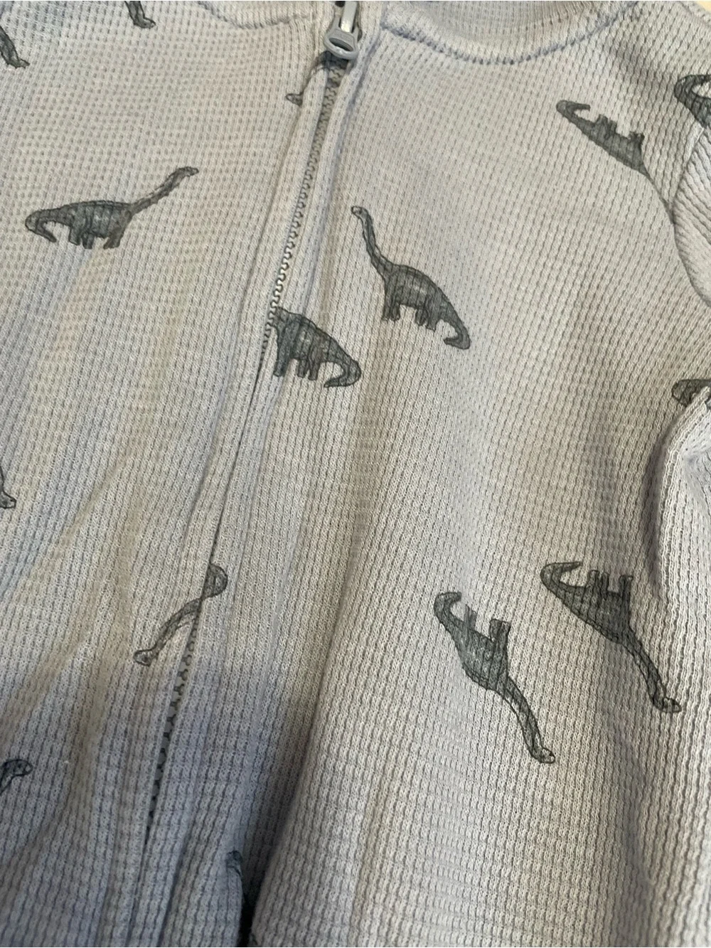 2/$12 Light Blue Dinosaur Hooded One-Piece Jumpsuit